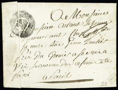 Marque circulaire de port payé de Lille avec fleur de lys au centre (frappe toujours empâtée) (L28, SD), ind 32. TB