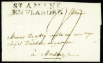 Saint-Amand : petite lettre avec MP "St Amand en Flandre" (L n°3 - 1791), ind 24, ex collection Lenain, certificat Pothion, RR et TB