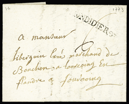 SOMME : MP ornée "Montdidier" (L n°5, 1773), ind 29, ex collection Lenain, RR et TB