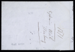 Lettre avec CAD rouge "Strassburg im elsass F" (20.3.71) pour Rouen (74)" seule lettre connue avec CAD franco et timbre-taxe français. TB