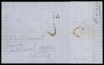 Alsace n°4, 2 pièces, OBL petit cachet rond provisoire "Postes Epinal 1871", à côté cachet rect bleu "K. PR feldpost-relais n°66" + marque tronquée cintrée "Mirecourt" sur lettre pour Aillevillers (Haute-Saône) 