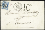 N°45 OBL GC 2324 + T17 "Méru (58)" (18 mars 71) sur lettre pour Amiens avec taxe tampon 10c de confection locale apposée à l'arrivée. Jolie pièce