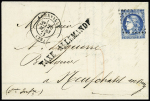 N°46 OBL PC du GC1 + T17 Abbeville (20 mars 71) sur lettre pour Neufchâtel en Bray avec griffe noire "taxe allemande" (50mm - type d'Abbeville) et taxe 10c au crayon rouge. TB