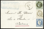 N°37 + 39 + 41 OBL GC 1633 + T16 "Gémozac (16)" (8 sept 71) sur lettre pour Bordeaux. TB