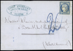 N°37 (pd) OBL GC 2924 sur lettre de Metz pour Pont à Mousson avec très rare taxe 20 tampon façon manuscrite (modèle n'ayant servi que 2 jours) avec arrivée T17 Metz. RR et TB