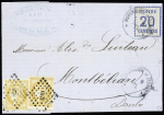 Alsace n°6 OBL CAD "Muhlhausen im Elsass" (aout 71) sur lettre pour Montbéliard avec n°43, 2 pièces, OBL PC du GC 420. AFF RR et TB