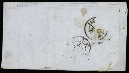 Basses-Pyrénées : n°29 OBL GC 2795 + T24 "Lasseube (64)" (1870) + "BM" dans un ovale sur lettre, ind 15+