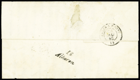 Bouches du Rhône : cursive "12 Alboron" au verso en arrivée (1852), ind 23, rare et TB