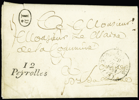 Cursive "12 Peyrolles" (1833), ind 11. TB