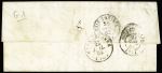 Var : cursive "78 Rade de Toulon" + T15 "Toulon-s-Mer (78)" (1852) + taxe 25 double-trait, ind 22, pièce très recherchée par les amateurs de poste navale. RR et TB