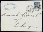 N°90 OBL CAD "Marseille L. de Philippeville" (1884) sur lettre pour Toulon (Salles n°553) répété à ôté. TB