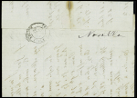 N°90 OBL rare CAD bleu "Calvi ligne de Marseille" (1882) répété à côté sur lettre de Marseille pour l'Ile Rousse (Salles n°448, ind 18)