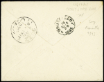 N°97 OBL CAD octogonal à cercle intérieur "Ligne N Paq. FR n°2" (1893 - Salles n°1921) répété à côté sur lettre pour Bruxelles avec au verso transit Suez. TB
