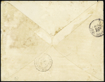 N°97, paire interpanneau (1 ex def) OBL CAD octogonal à cercle intérieur "Ligne A Paq. FR n°2" (1887) sur lettre avec mention manuscrite "Via la Guayra" (Salles n°1402 - ind 19). TB