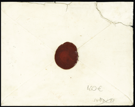 N°97, 5 pièces, OBL CAD octogonal rouge à cercle intérieur "Ligne N Paq. FR n°8" (1890) sur lettre recommandée pour la Grande-Bretagne avec CAD ovale "registered London au recto" (Salles n°1921). RR et TB