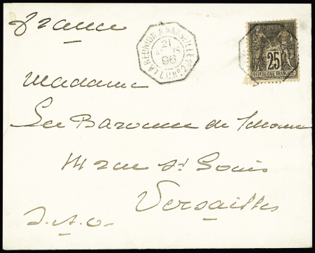 N°90 OBL CAD octogonal à cercle intérieur "La Réunion à Marseille 1° L.U n°2" (1898 - Salles n°2322) sur lettre. TB