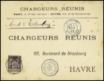 N°97 OBL CAD octogonal bleu à cercle intérieur "Loango à Bordeaux LL n°1" (1892 - Salles n°1212) sur lettre pour Le Havre avec au verso cachet ovale bleu "Chargeurs Réunis - Cie française de navigation à vapeur