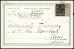 N°103 OBL petit CAD à pont "Aden" (1901) + griffe encadrée "Paquebot" sur carte postale de Port-Saïd (Salles n°1985). TB
