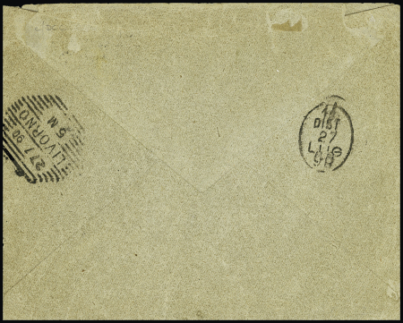 N°97 OBL Duplex "A 25 Malta" (1890) sur lettre de Tripoli de Barbarie (Libye) pour Livourne. Jolie pièce RR