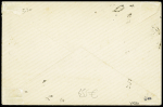 N°90 OBL grand CAD espagnol "Malaga" (1899) sur une petite lettre avec griffe violette "Lettre écrite en mer paquebot Béarn". RRR et TB