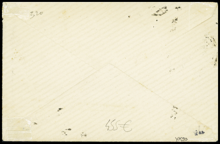 N°90 OBL grand CAD espagnol "Malaga" (1899) sur une petite lettre avec griffe violette "Lettre écrite en mer paquebot Béarn". RRR et TB
