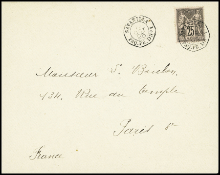 N°97 OBL CAD octogone sur la pointe "Savanilla Paq FR D n°1" (1895) répété à côté (Salles n°1505 - ind 20). TB