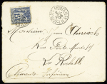 N°101 OBL CAD rond à cercle intérieur tireté "Corr des Armees LM n°1" (1898) sur lettre pour La Rochelle avec au verso cachet noir avec ancre "Marine française service à la mer" (Salles n°1257), ind 16. TB