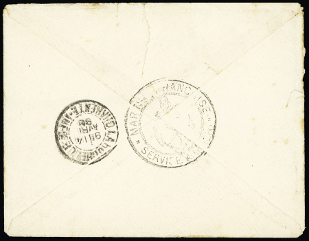 N°101 OBL CAD rond à cercle intérieur tireté "Corr des Armees LM n°1" (1898) sur lettre pour La Rochelle avec au verso cachet noir avec ancre "Marine française service à la mer" (Salles n°1257), ind 16. TB