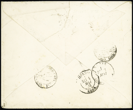 N°90, OBL CAD "Corr D Arm Lig N Paq FR n°8" (1883 - Salles n°1949) répété à côté sur lettre. TB