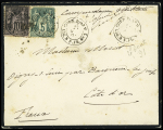 N°75 (LD) + n°89 OBL CAD rond "Corr D Arm Lig N P FR n°2" (1891) sur env de deuil avec correspondance (Salles n°1946 - ind 18). TB