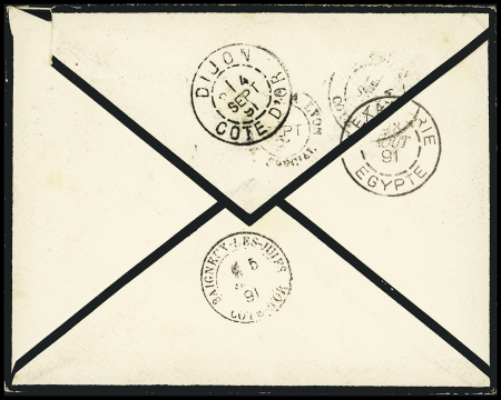 N°75 (LD) + n°89 OBL CAD rond "Corr D Arm Lig N P FR n°2" (1891) sur env de deuil avec correspondance (Salles n°1946 - ind 18). TB