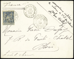 N°90 OBL CAD rond "Corr D Armees Paq FR T n°4" (1898 - Salles n°2162) sur lettre pour Blois avec CAD octogonal "La Réunion à Marseille LV n°4". Jolie pièce