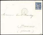 N°90 OBL CAD rond "Corr D Arm Lig J Paq F n°4" (1881) sur lettre (Salles n°1098) ind 19, certificat Behr. TB
