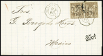 N°69 en paire OBL octogonal "La Havane *" (1877 - Salles n°1365) répété à côté sur lettre pour Mexico, ind 26, certificat RHP. TB
