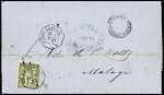 N°72 OBL CAD octogonal d'agence consulaire "Porto-Cabello*" (1877) répété à côté sur lettre pour Malaga (S 1373), ind 25. TB