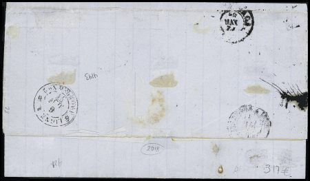 N°72 OBL CAD octogonal d'agence consulaire "Porto-Cabello*" (1877) répété à côté sur lettre pour Malaga (S 1373), ind 25. TB