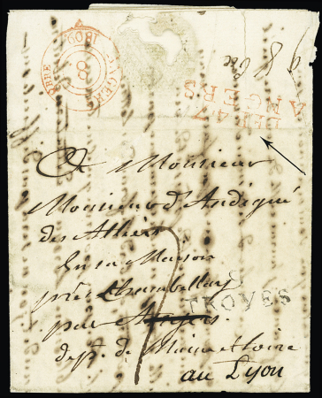 MARQUES POSTALES DU MAINE ET LOIRE MP rouge "Deb 47