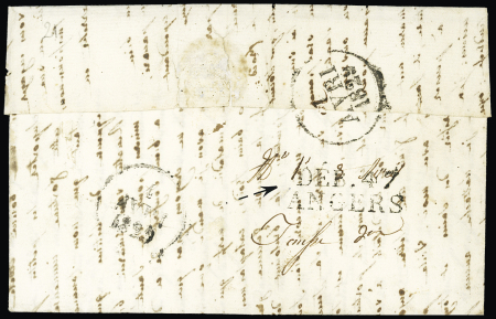 MP noire "Deb 47 Angers" (30 x 11mm - 1829), ind 17. TB