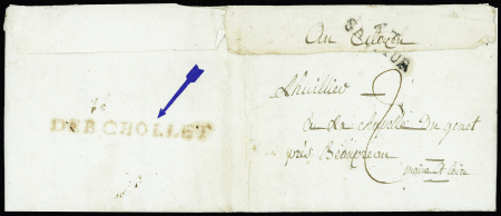 MP rouge "Deb Chollet" (61 x 5mm - 1800), connue seulement en 1799 et 1800, ind 20. RR et TB