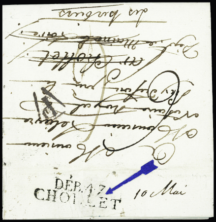 MP noire "Deb 47 Chollet" (37 x 10mm - 1817), ind 20. TB