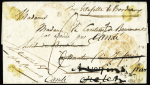 Lettre de Séville (Espagne) pour Nantes avec double déboursé "Deb 47 Chollet" (33 x 9mm - 1823), ind 18+