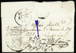 MP noire "Deb 47 Saumur" au verso d'une lettre adressée au maire de Saumur qui l'a refusée (1828) (30 x 9mm - ind 15+). TB