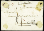 MP noire "Deb 47 Saumur" au verso d'une lettre adressée au maire de Saumur qui l'a refusée (1828) (30 x 9mm - ind 15+). TB