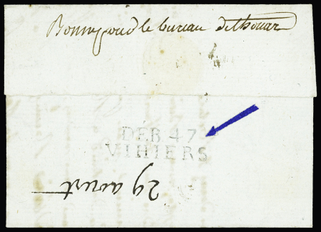 MP noire "Deb 47 Vihiers" (1815 - 30 x 9mm), ind 21. RR et TB