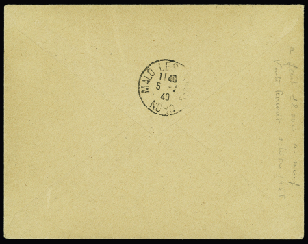N°375 en paire avec surcharge allemande de Dunkerque, OBL Dunkerque (4.7.40) sur lettre pour Malo les Bains avec arrivée juillet, RR et TB