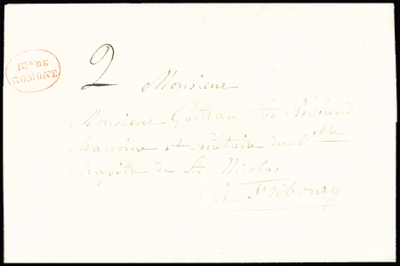 1848 Ortsfaltbriefumschlag von Freiburg mit Ovalstempel