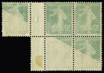 n°159 type 1A, bloc de 4 CDF neuf  (1 timbre avec charnière) avec belle variété de piquage par suite de pliage affectant un timbre + n°159, bloc de 5 millésime 1, bloc de 5 avec recto-verso partiel. TB