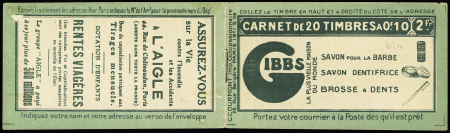 Carnet n°159C1 (GIBBS - S26) avec timbre isolé de la case 3 (n°159 C2). TB. Cote 400€
