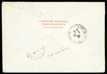 n°159, bande de 5 + bande de 3 verticales OBL grand CAD mexicain à pont "Veracruz ver" (1928) sur lettre pour Saint-Nazaire (extension de la ligne postale du Mexique - Salles n°1468) qui note au tome 4 page 114 "il se