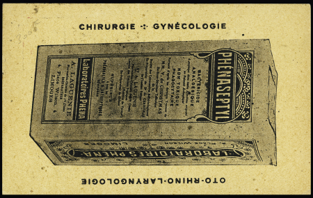 n°188B, bande de 3 provenance Phéna OBL Paris RP (25.4.27) sur carte postale réponse bulle "Bon pour flacon de Phénaseptyl". RR et TB